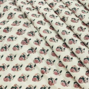 Floral Handblock Printed Silk Fabric for Quilting Floral Handblock Printed Silk Fabric for Quilting