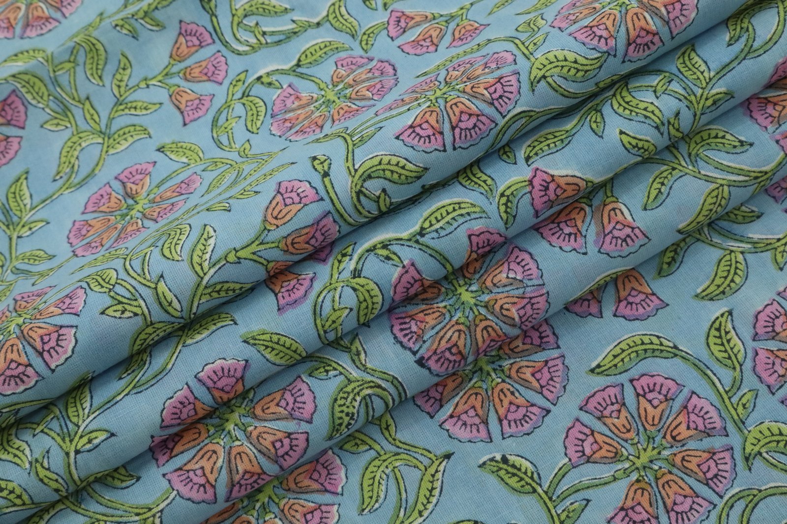 Abstract Handblock Printed Khadi Fabric for Home Decor
