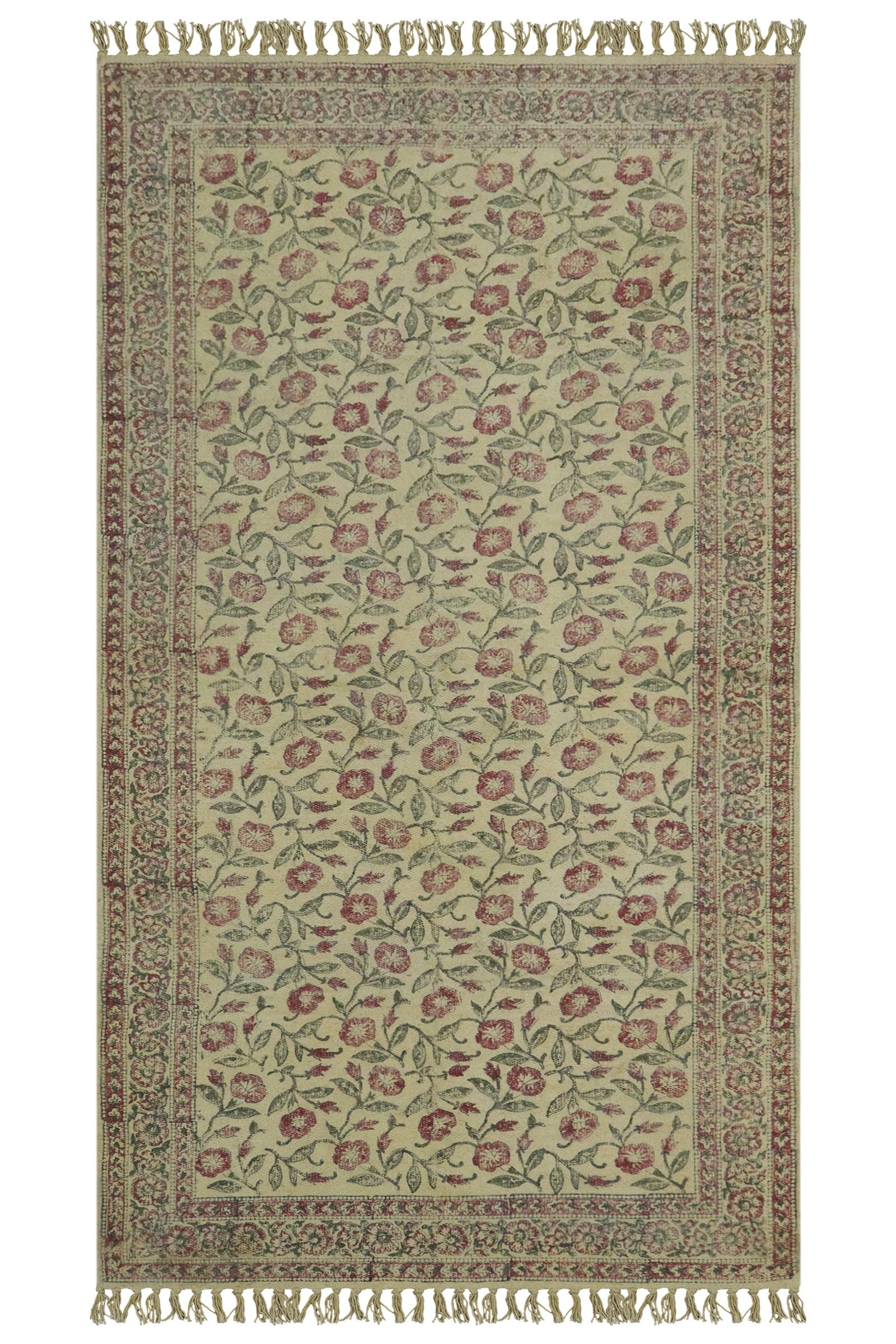 Bohemian Block Printed Cotton Rug