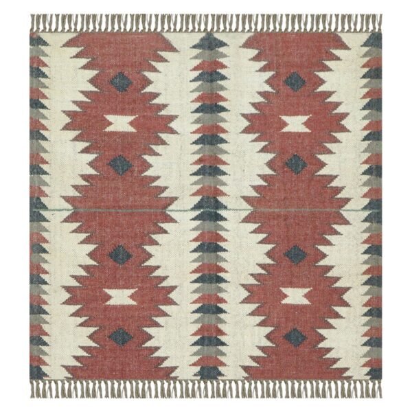 Handwoven Bohemian Round Wool Jute Durry for Bedroom