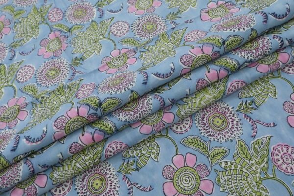 Bohemian Handblock Printed Silk Fabric for Shirts