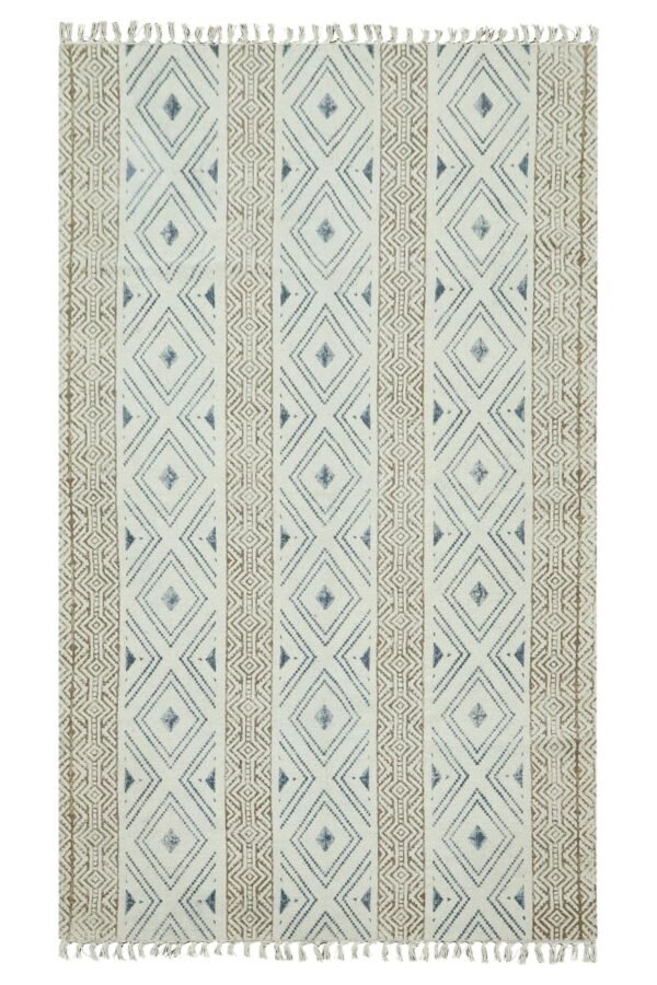Handwoven Block Printed Cotton Durry