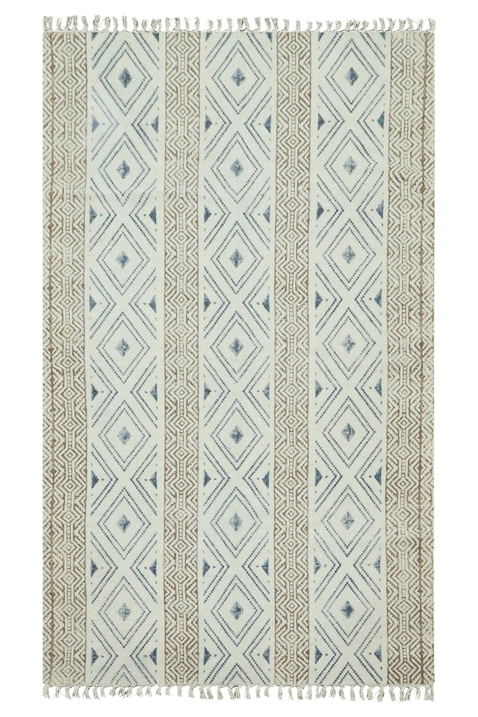 Handwoven Block Printed Cotton Durry