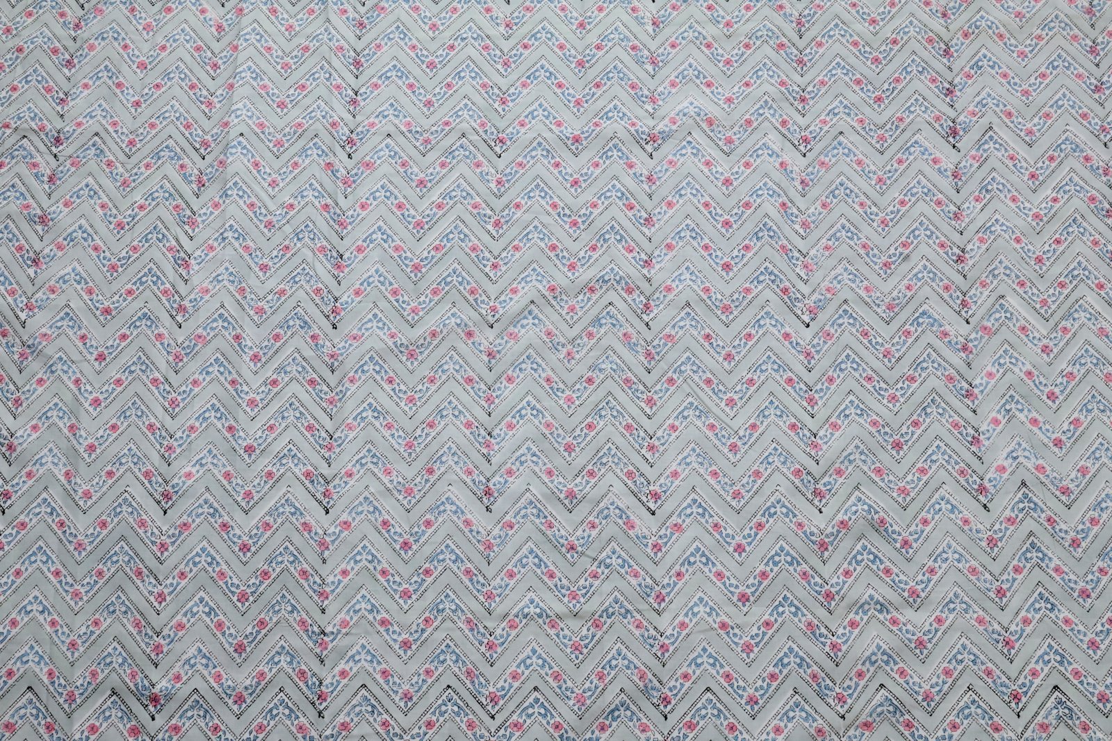 Abstract Handblock Printed Cambric Fabric for Bedsheets