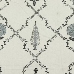 Geometric Handblock Printed Mulmul Fabric for Home Decor Geometric Handblock Printed Mulmul Fabric for Home Decor