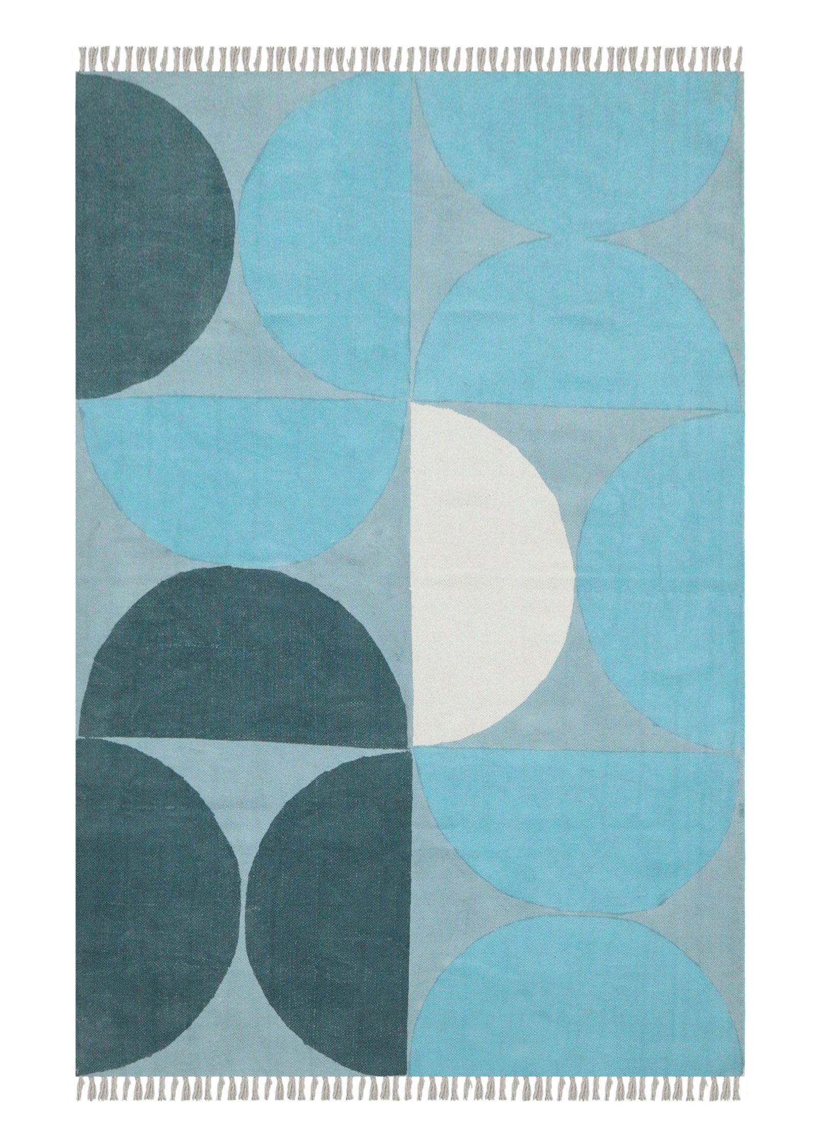 Traditional Motif Block Print Cotton Rug