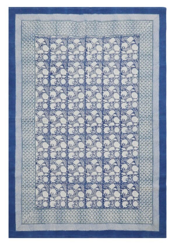 Elegant Block Printed Cotton Rug