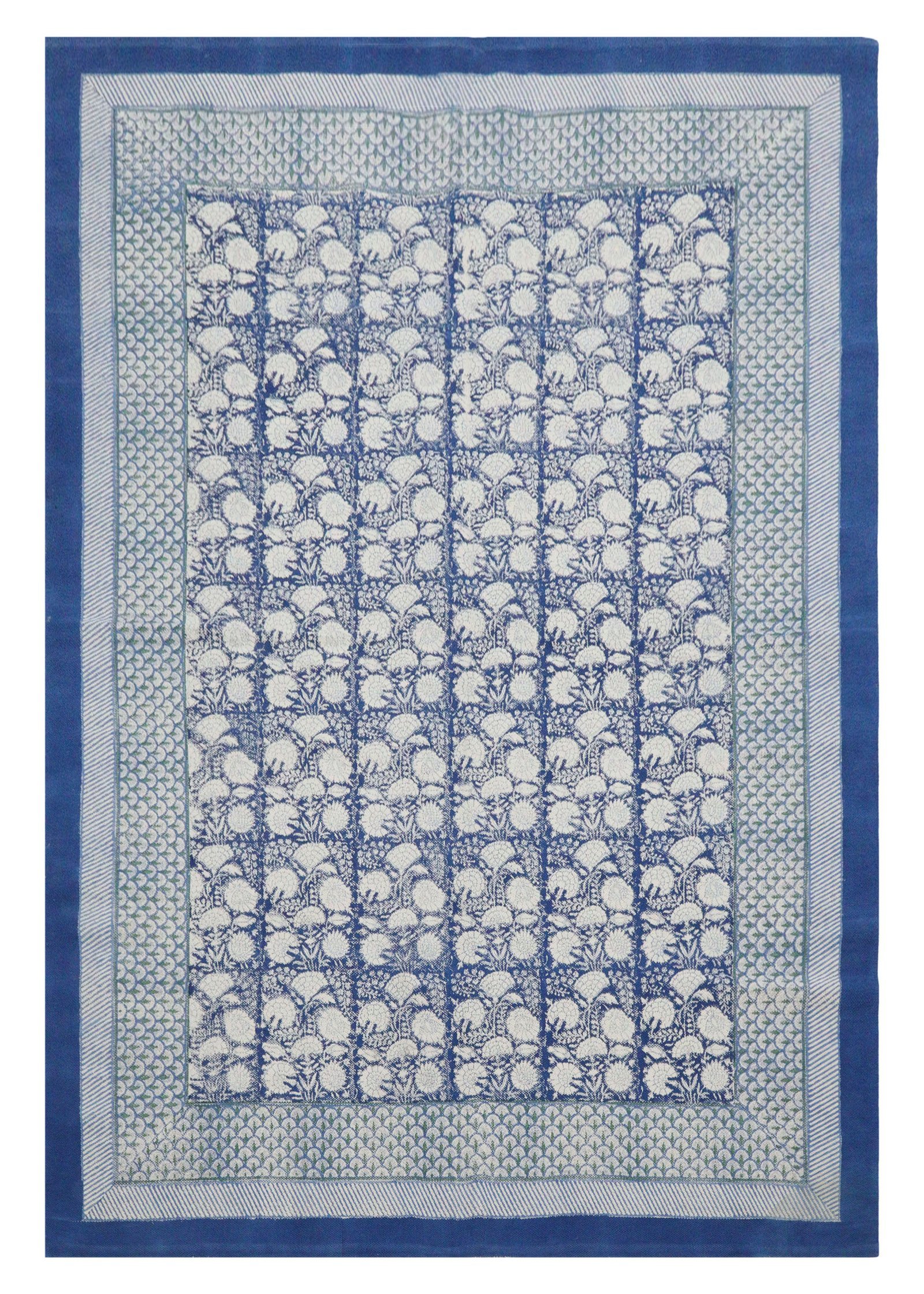Elegant Block Printed Cotton Rug