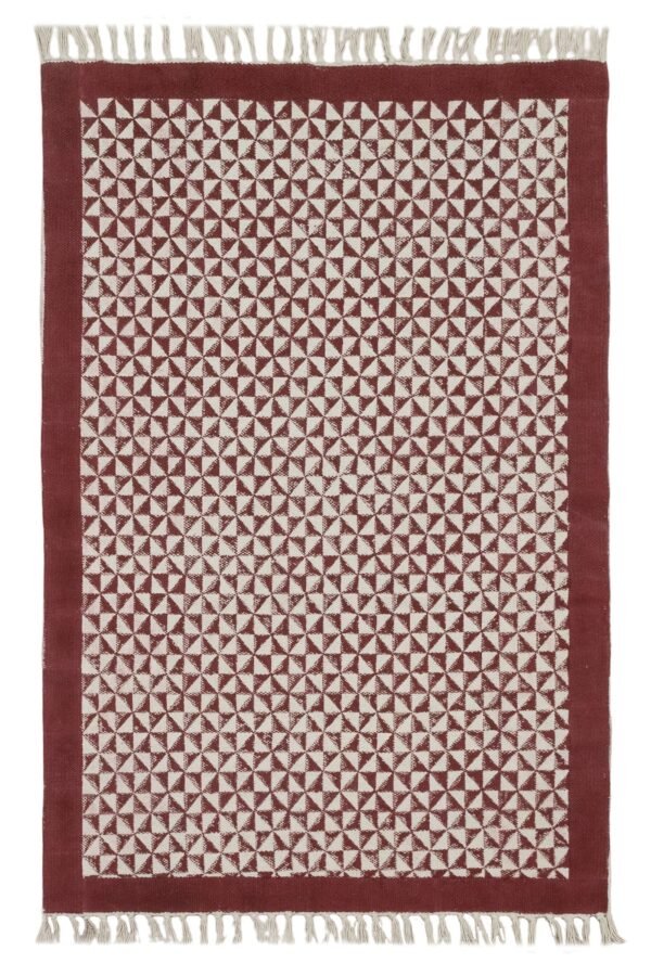 Multi-Color Block Print Cotton Durry