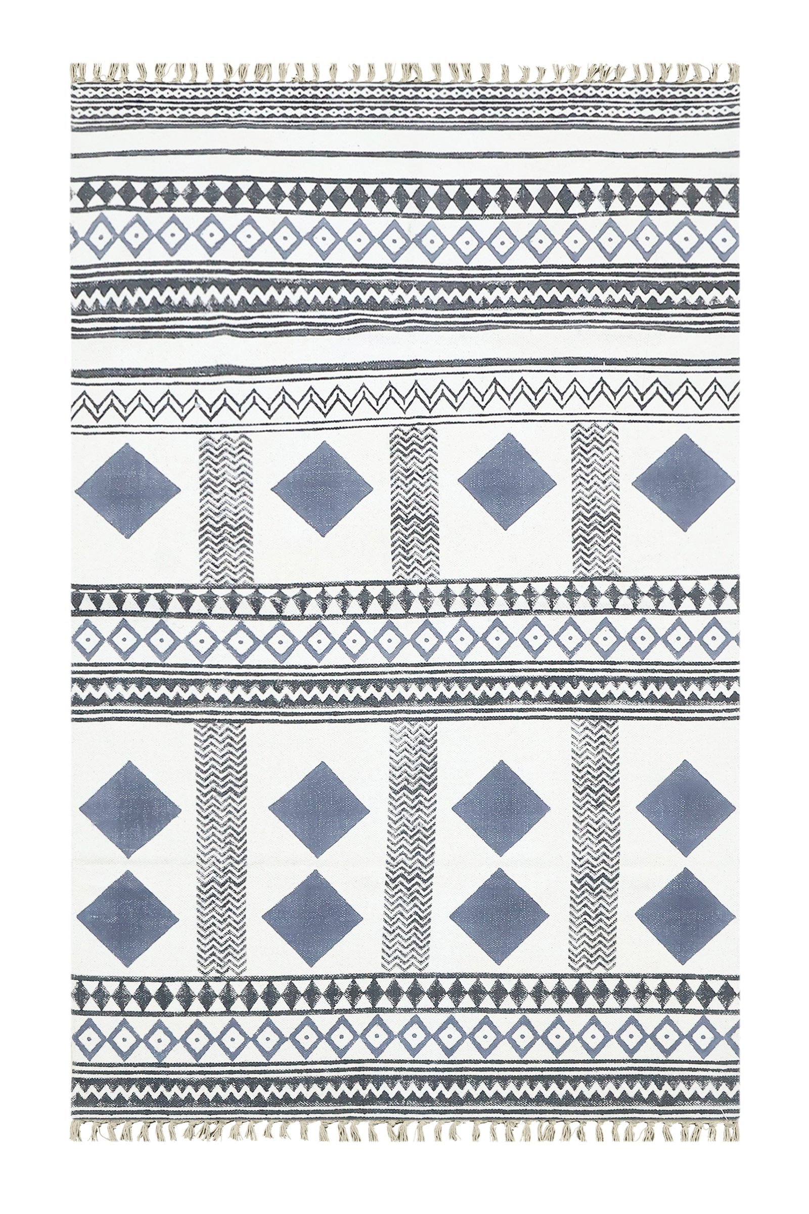 インドの敷物 草木染めコットンダリー リビングマットサイズ 約 幾何学 プレゼント アジアン クリスマス ラグ インド綿 エスニック コットン - 120 X 180 CM