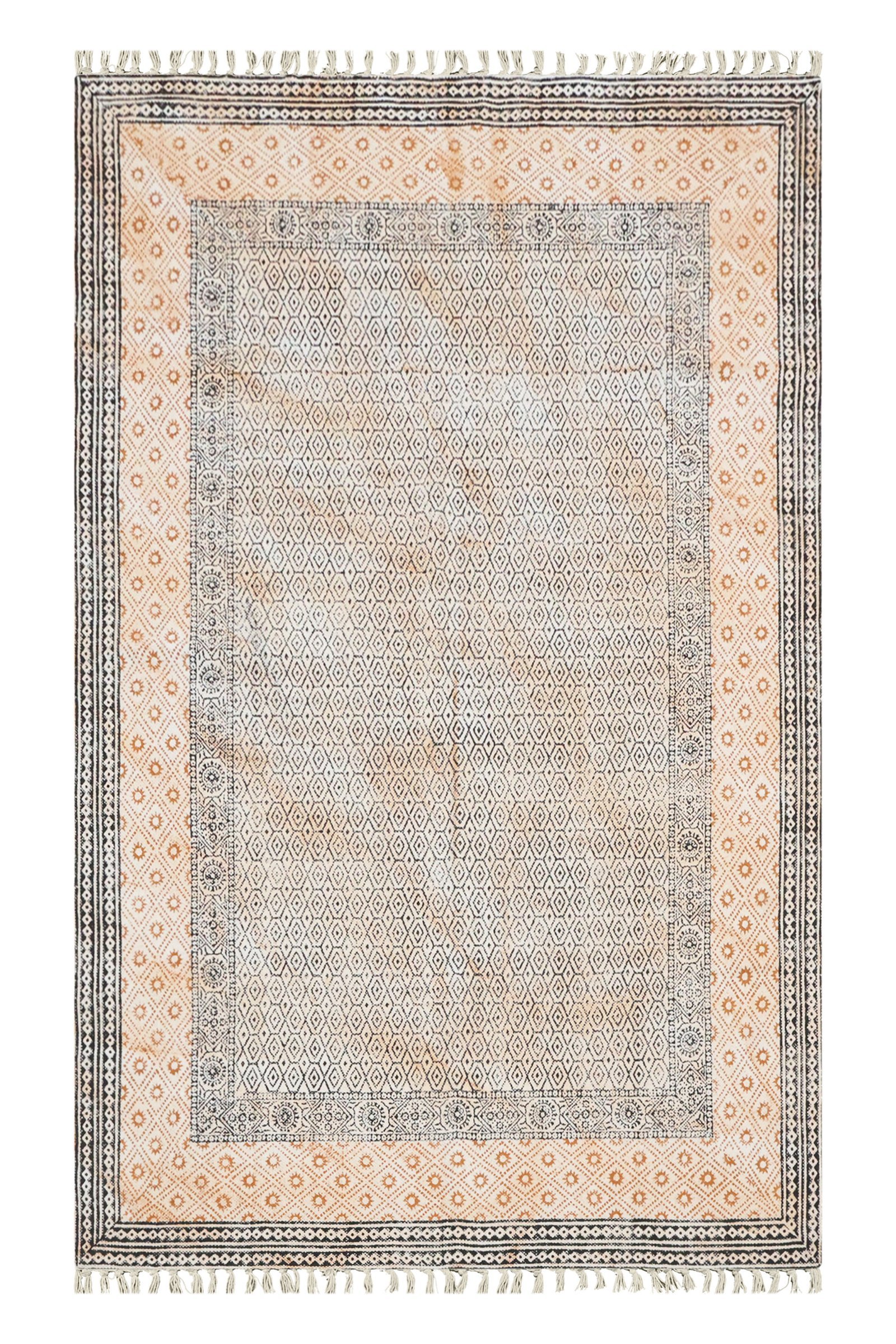 Eco-Conscious Block Print Cotton Rug