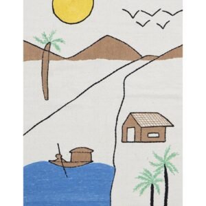 インドの敷物 草木染めコットンダリー リビングマットサイズ 約 幾何学 プレゼント アジアン クリスマス ラグ インド綿 エスニック コットン - 120 X 180 CM