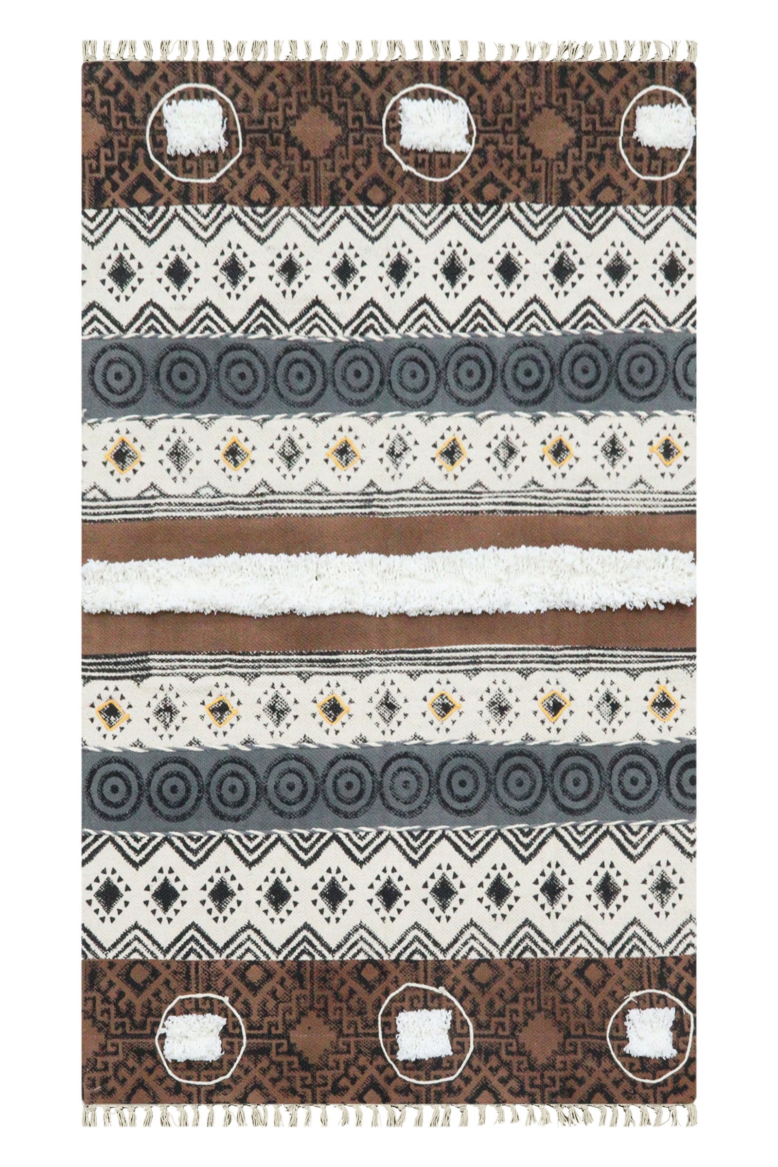 Comfortable Block Print Cotton Floor Durry