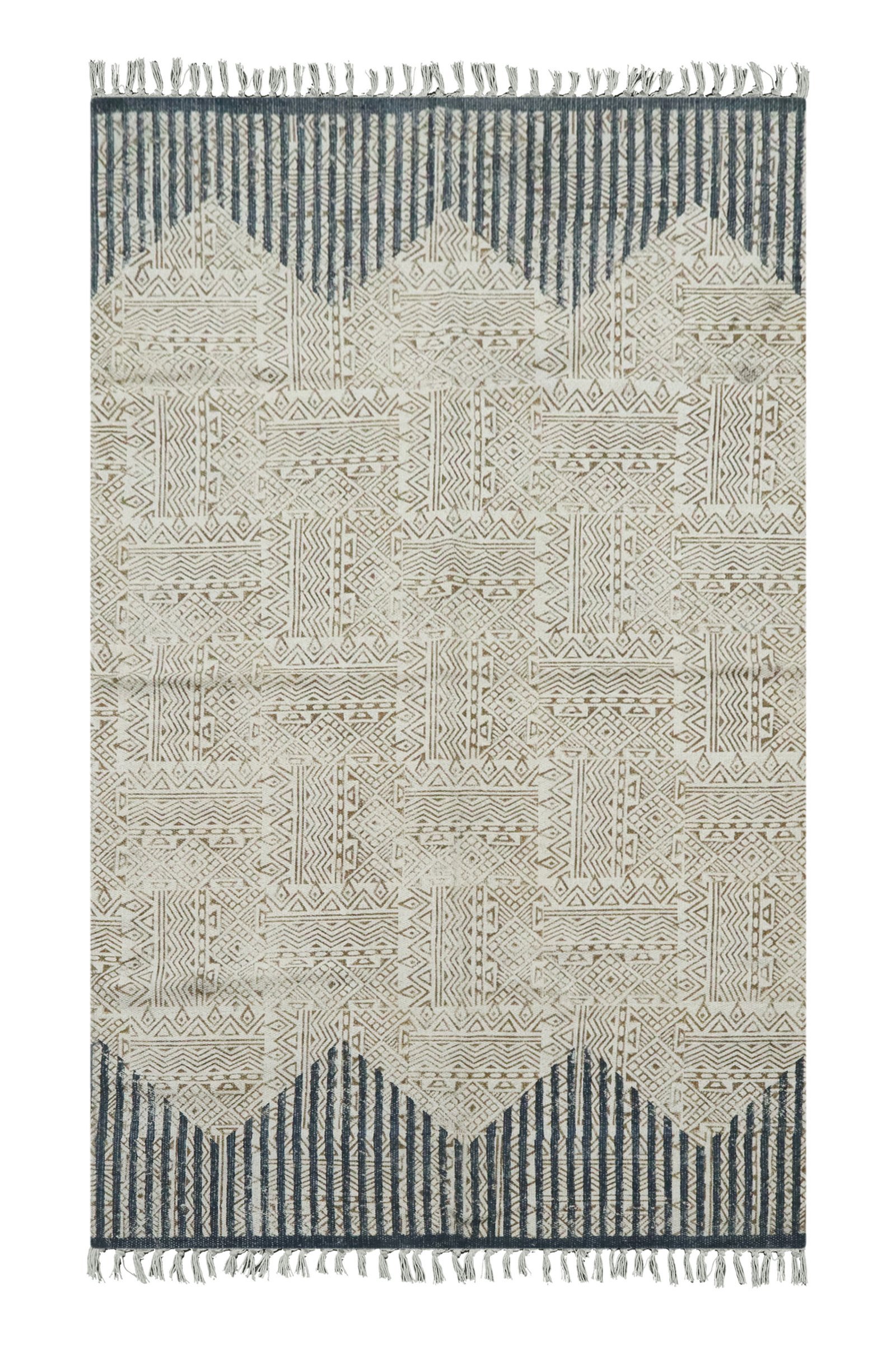 インドの敷物 草木染めコットンダリー リビングマットサイズ 約 幾何学 プレゼント アジアン クリスマス ラグ インド綿 エスニック コットン - 120 X 180 CM