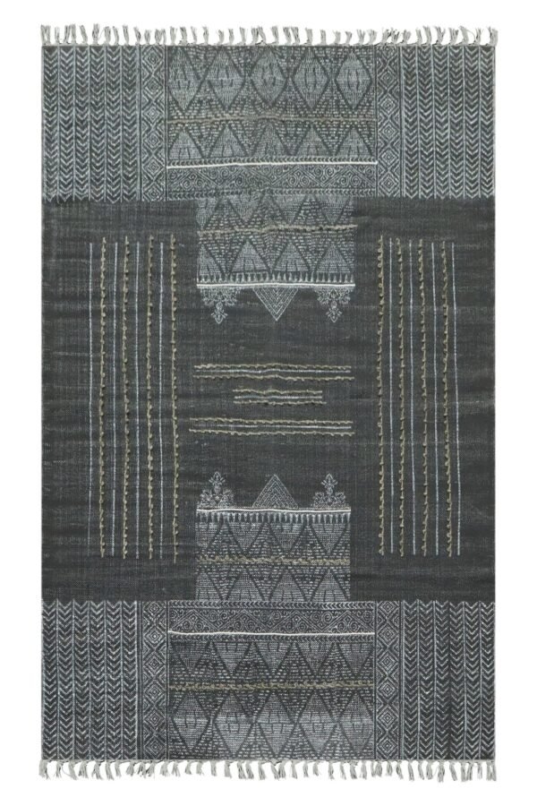 Abstract Pattern Block Printed Cotton Rug