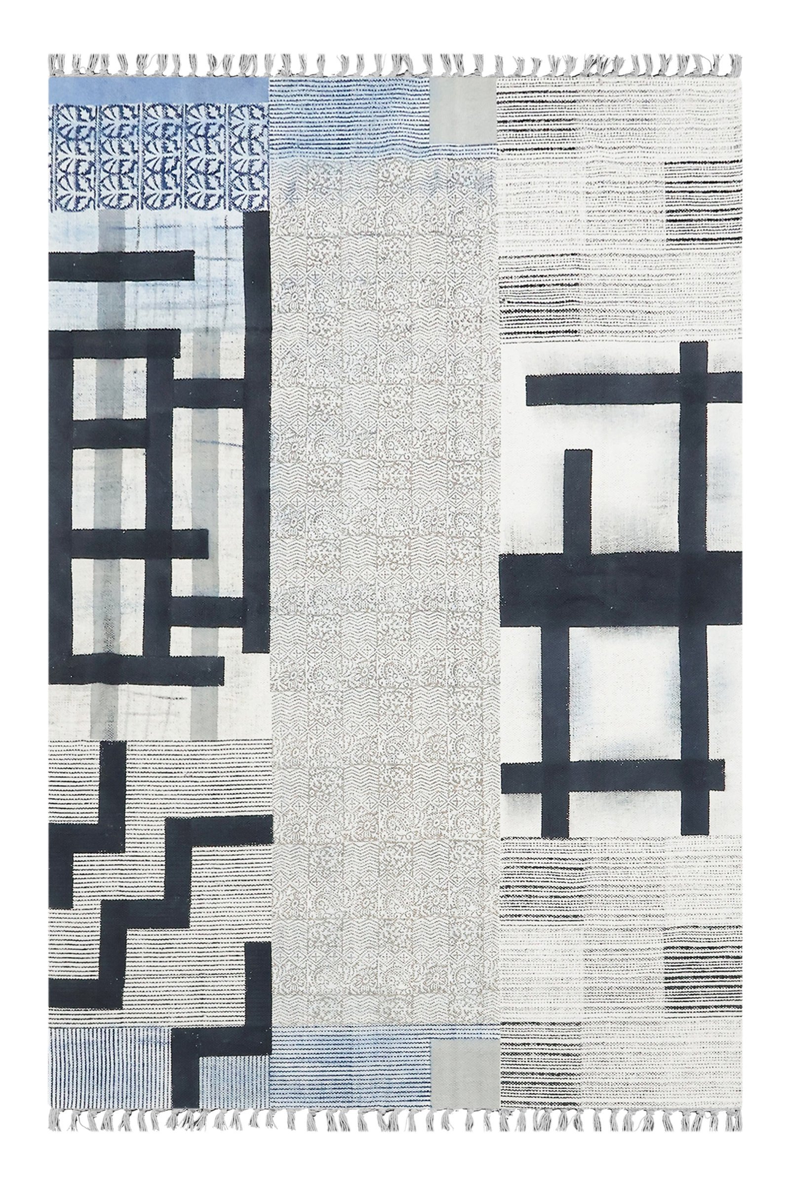 インドの敷物 草木染めコットンダリー リビングマットサイズ 約 幾何学 プレゼント アジアン クリスマス ラグ インド綿 エスニック コットン - 120 X 180 CM