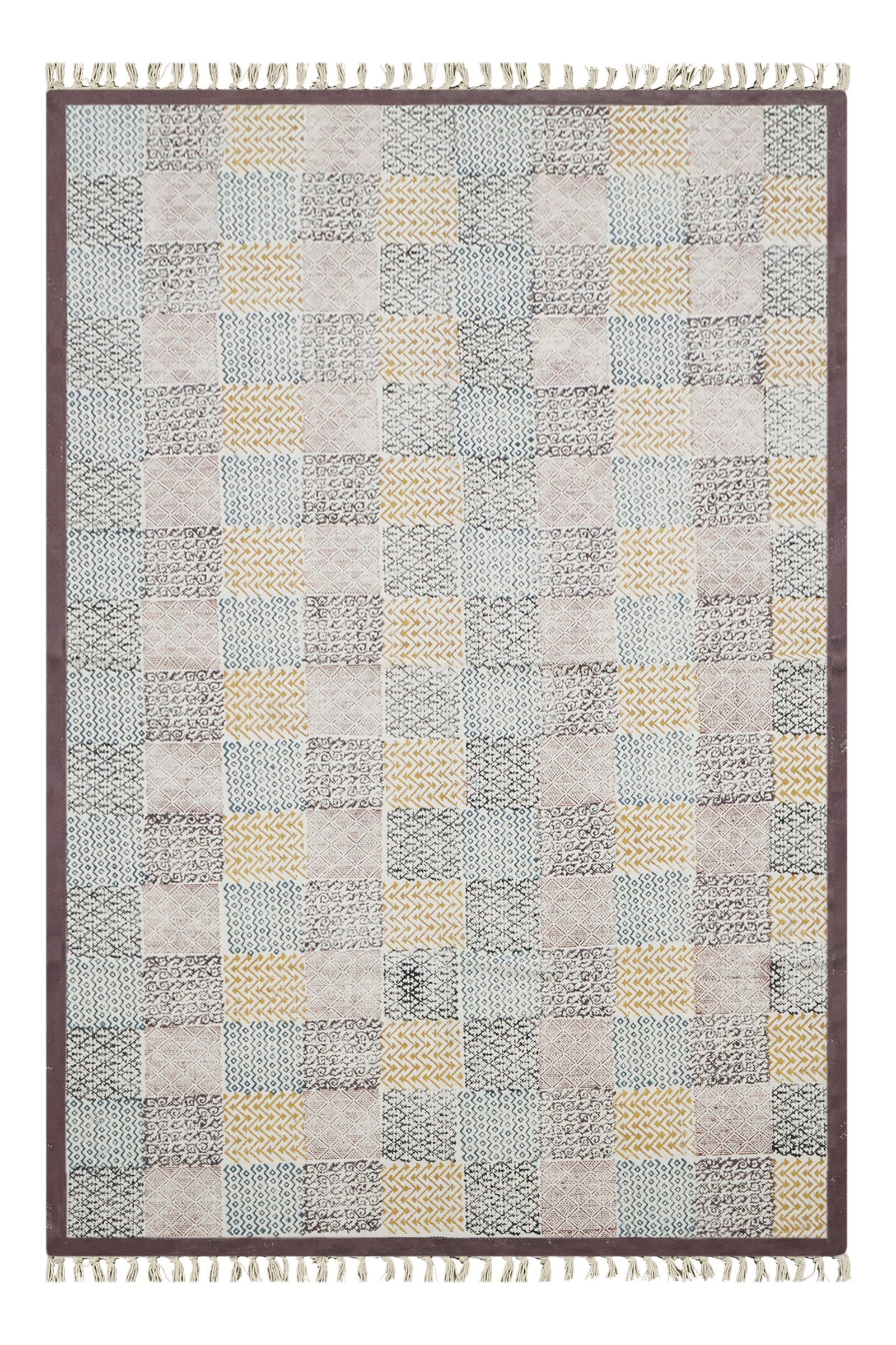 Indian Block Printed Cotton Area Rug