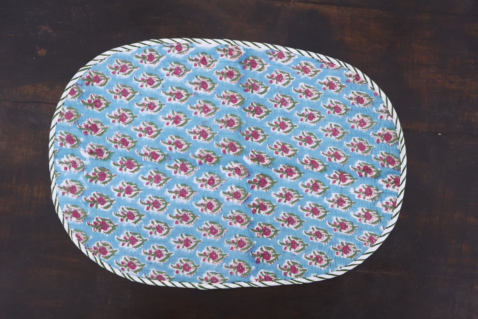 Modern Handblock Printed Cotton Floor Rug Mat