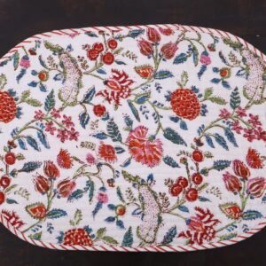 Geometric Handblock Print Cotton Mat 手工芸食品