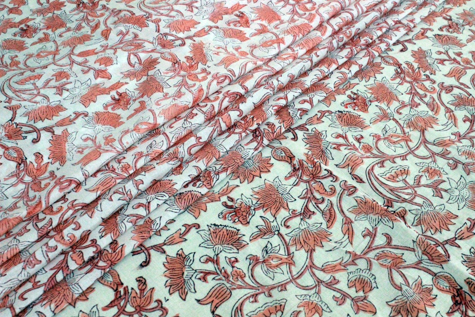 Handblock Printed Indigo Cotton Fabric by Yard