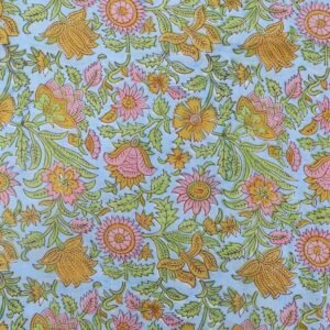 Lightweight Mulmul Handblock Printed Fabric for Dupatta