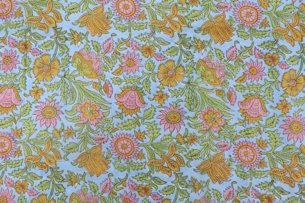 Lightweight Mulmul Handblock Printed Fabric for Dupatta