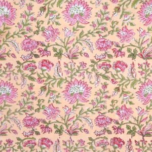 Bold Floral Handblock Printed Cotton Fabric 手工芸材料