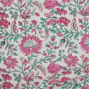 Elegant Handblock Print Silk Fabric for Sarees