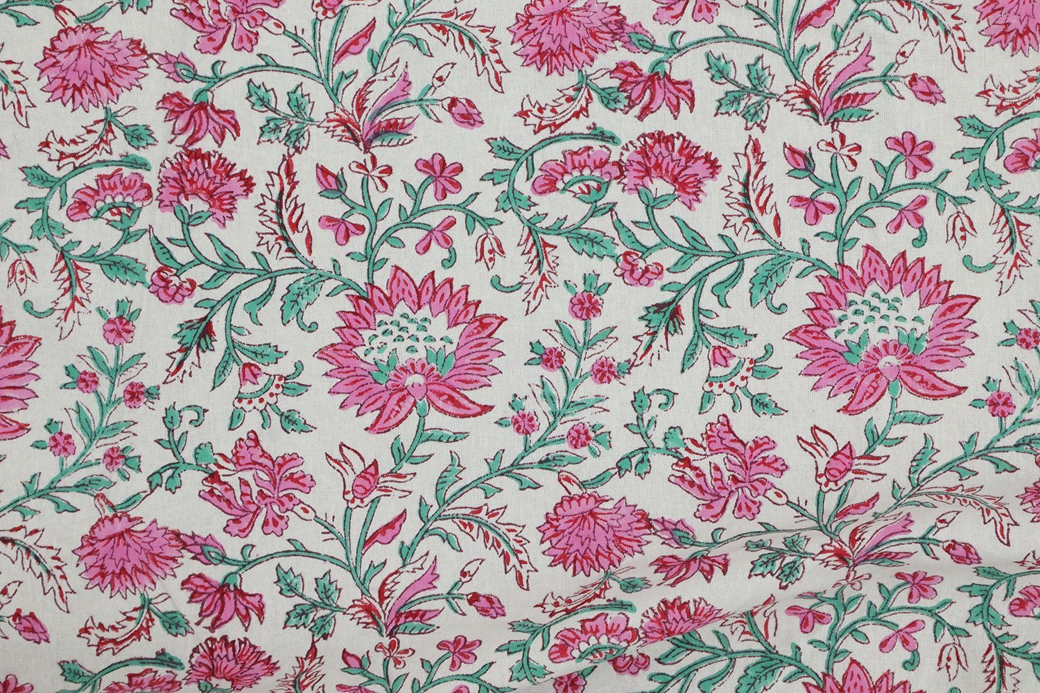 Elegant Handblock Print Silk Fabric for Sarees