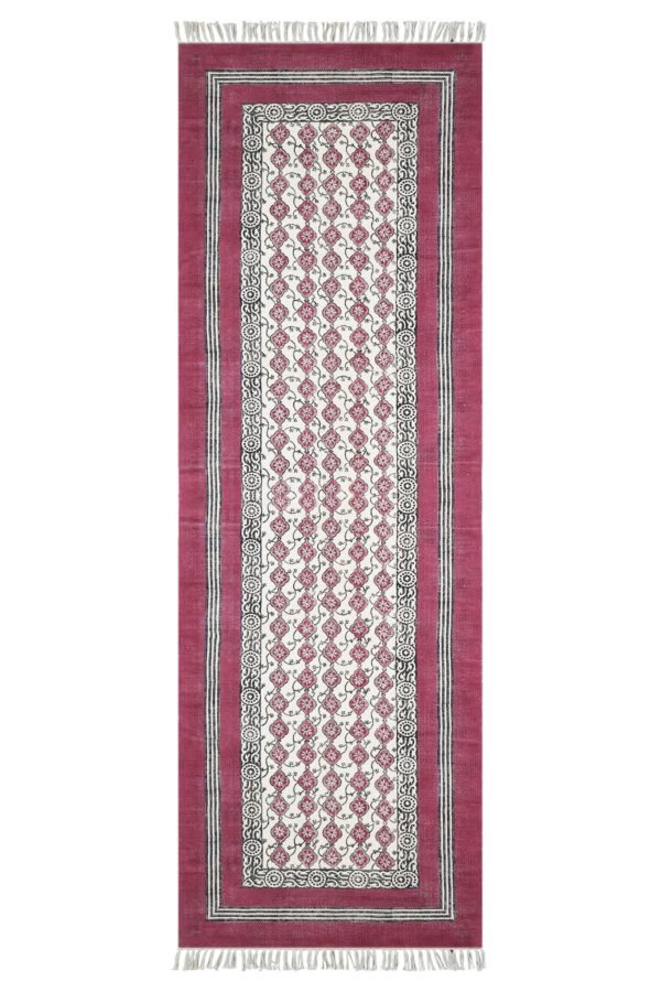 Vintage Style Block Printed Cotton Rug