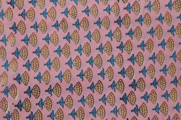 Geometric Handblock Printed Khadi Fabric for Bedsheets