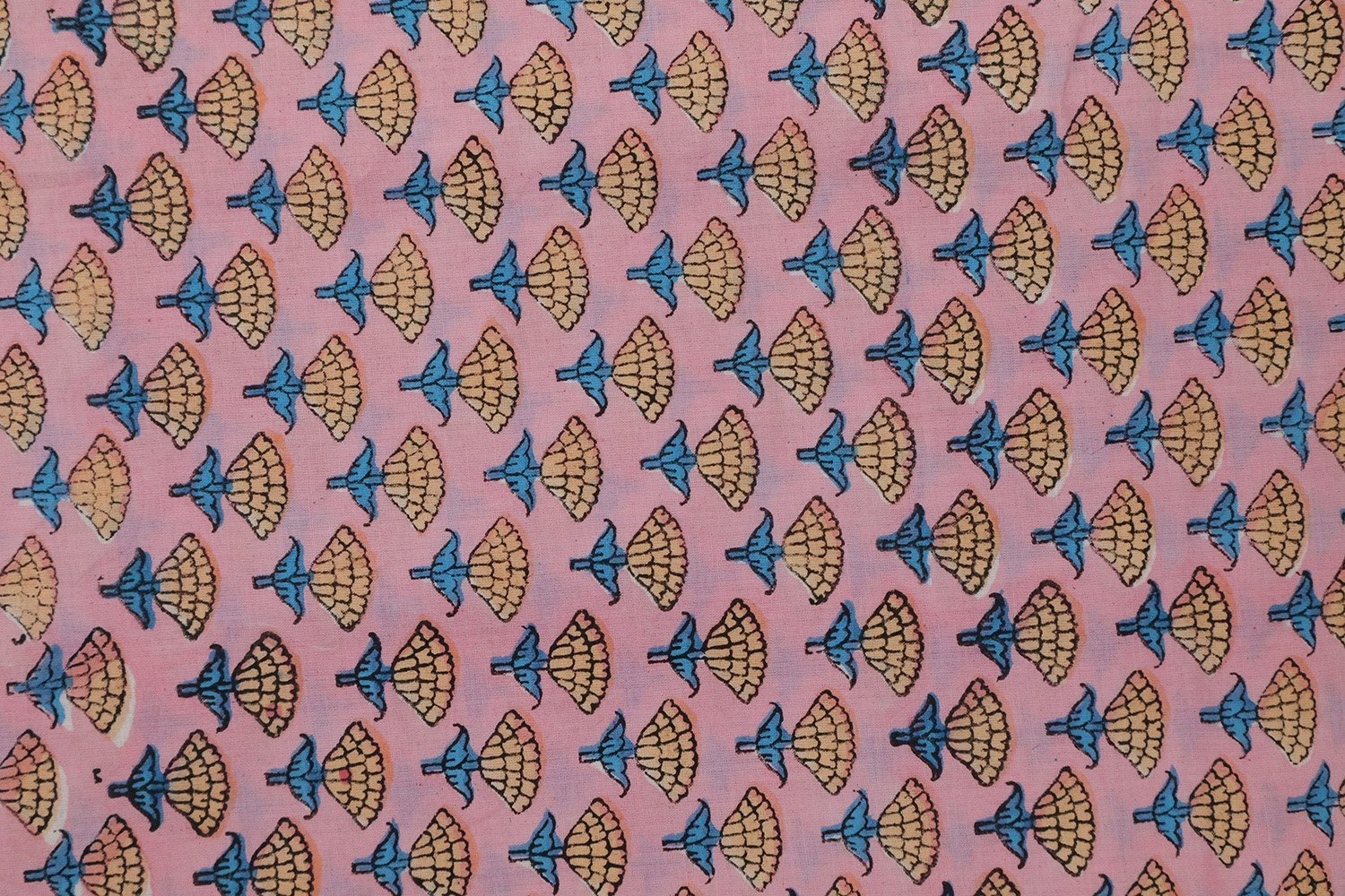 Geometric Handblock Printed Khadi Fabric for Bedsheets