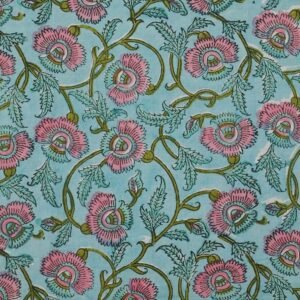 Abstract Handblock Printed Cotton Fabric for Fashion