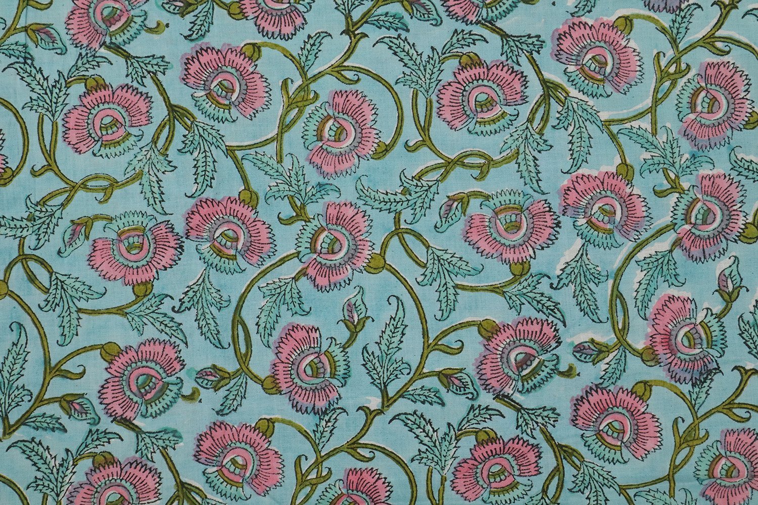 Abstract Handblock Printed Cotton Fabric for Fashion