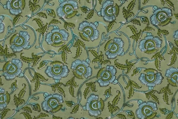 Indigo Handblock Printed Mulmul Fabric for Dressmaking