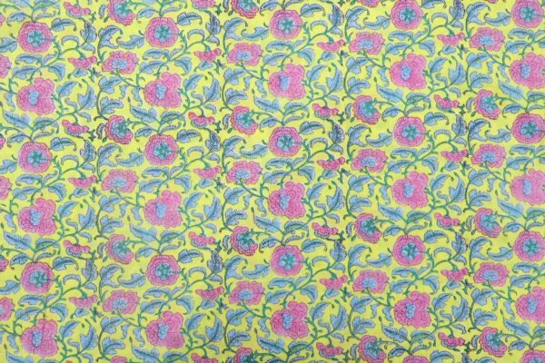 Modern Handblock Printed Silk Fabric for Crafts