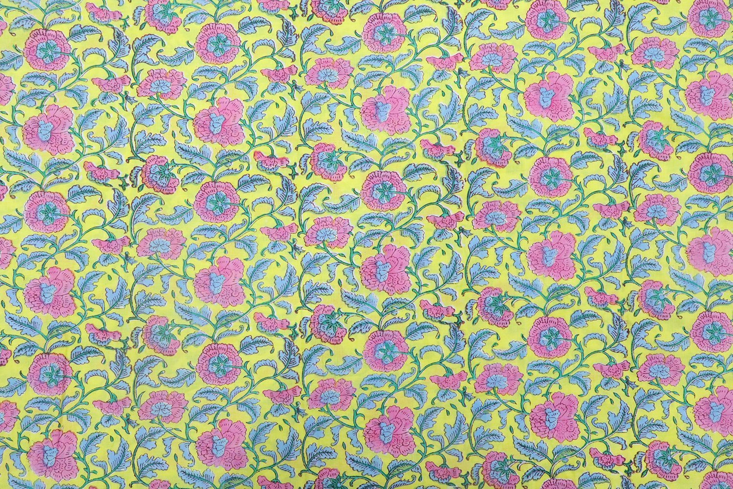 Modern Handblock Printed Silk Fabric for Crafts