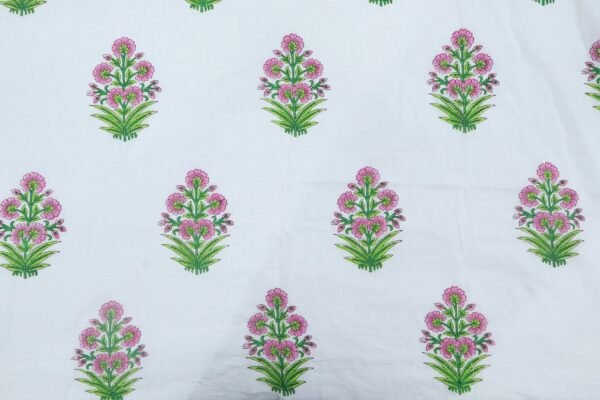 Bohemian Handblock Printed Linen Fabric for Upholstery