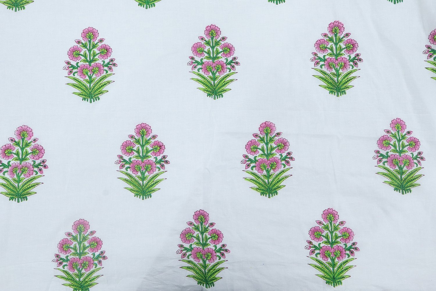 Bohemian Handblock Printed Linen Fabric for Upholstery
