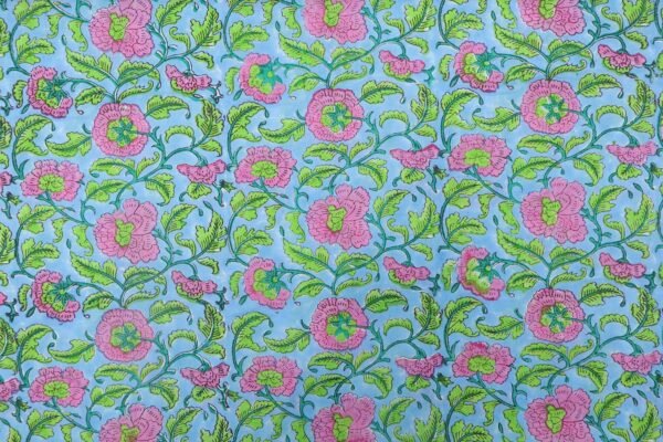 Paisley Handblock Printed Cotton Fabric for Sarees