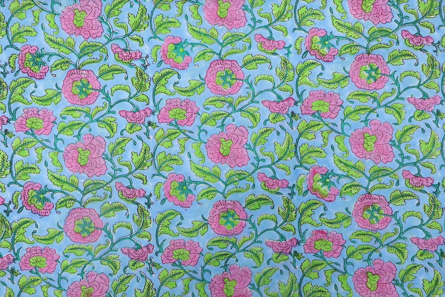 Paisley Handblock Printed Cotton Fabric for Sarees