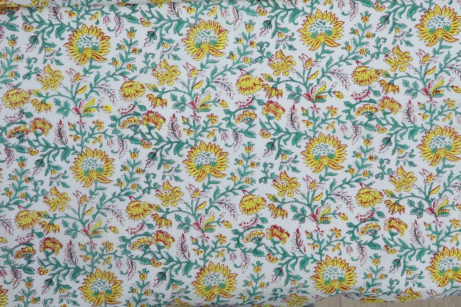 Bohemian Handblock Printed Khadi Fabric for Quilting