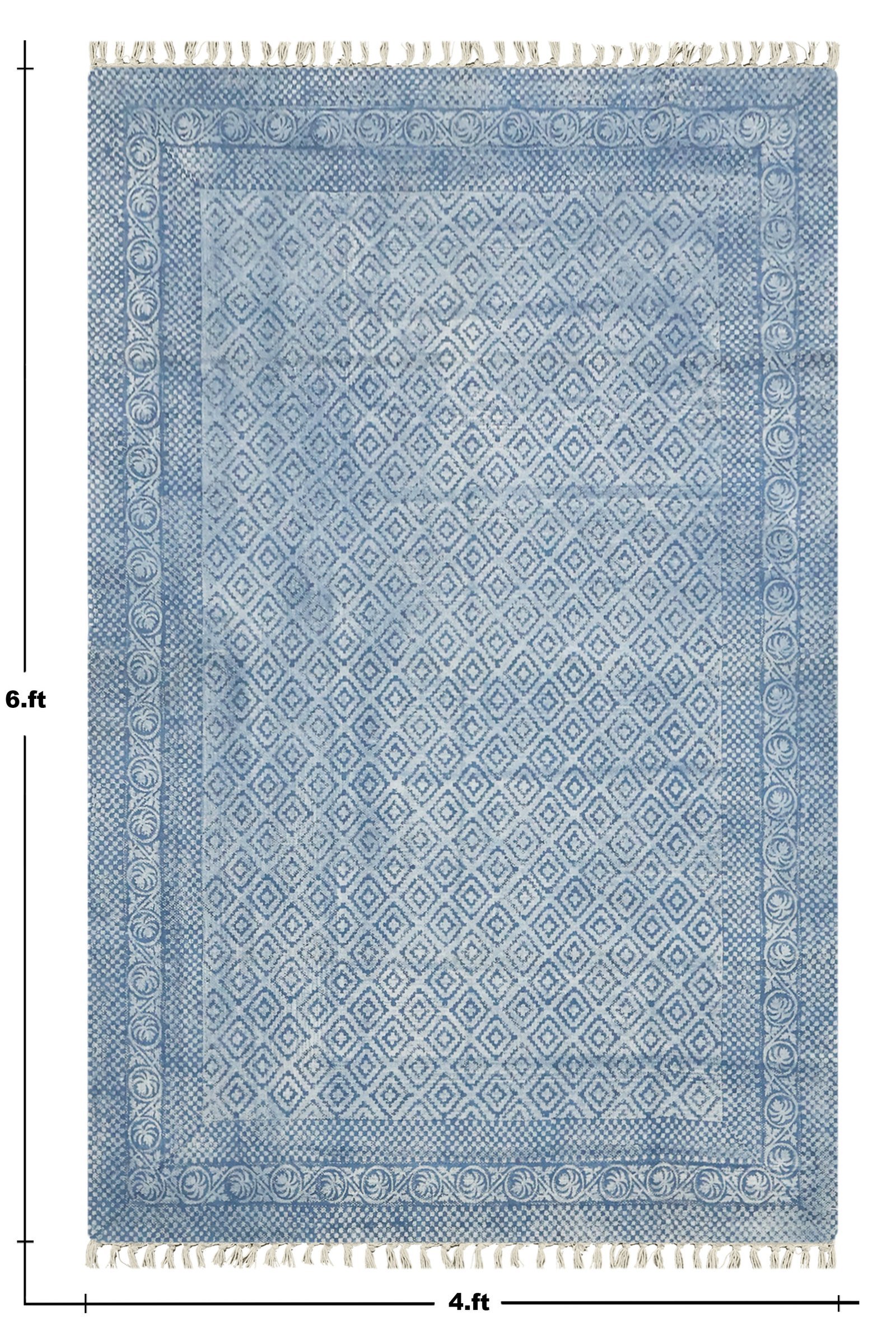 Lightweight Block Printed Cotton Carpet - Image 2