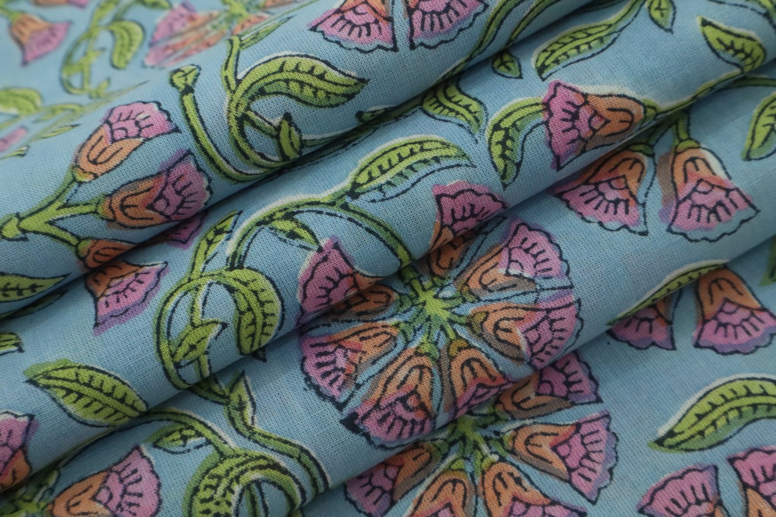 Abstract Handblock Printed Khadi Fabric for Home Decor - Image 2