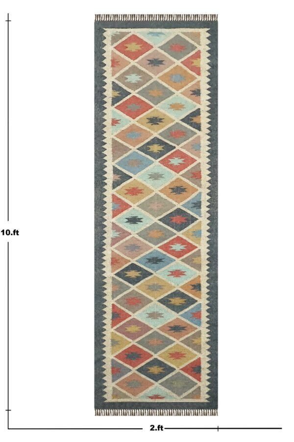 Designer Wool Jute Woven Durry Rug - Image 2