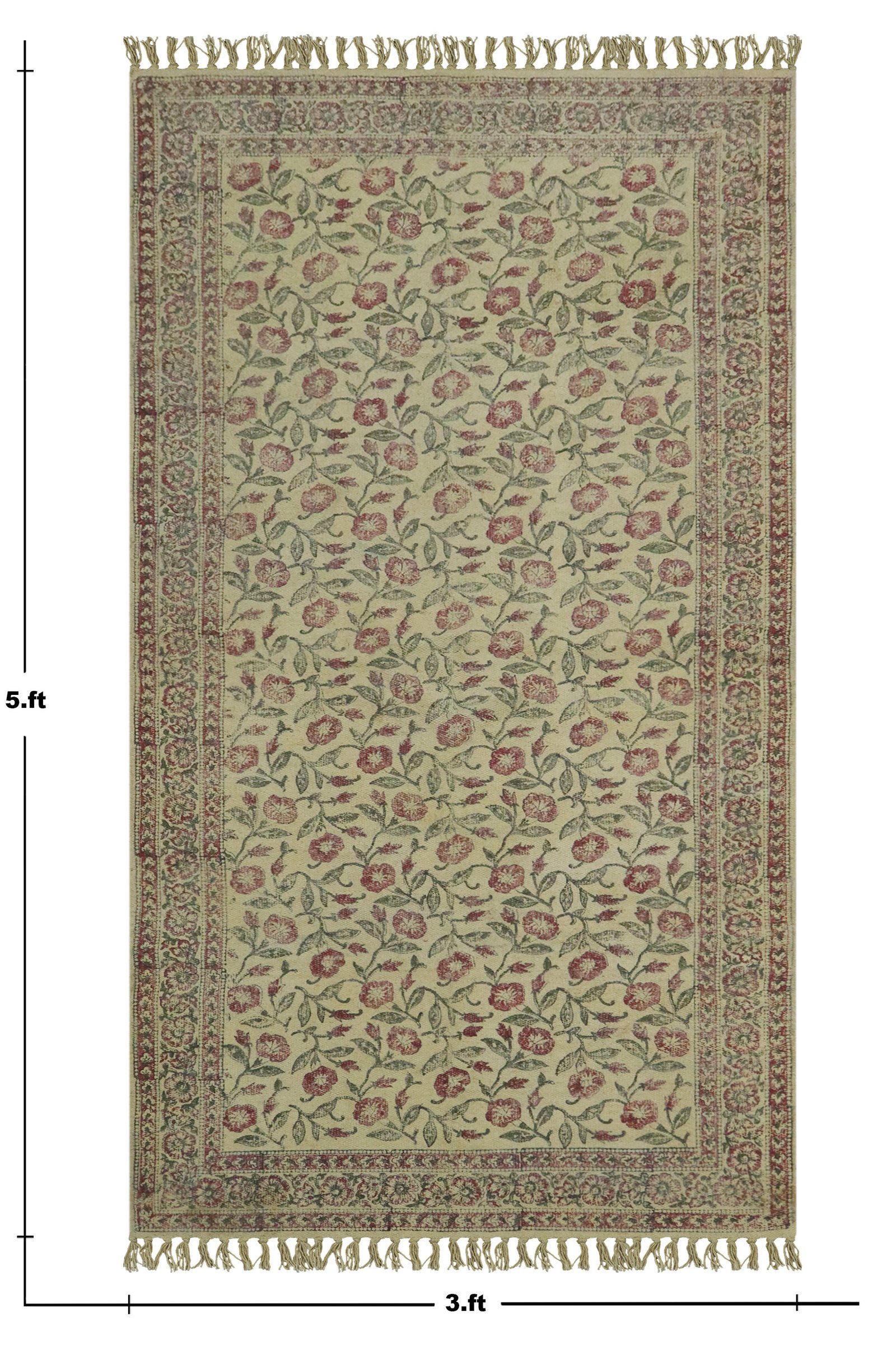Bohemian Block Printed Cotton Rug - Image 2