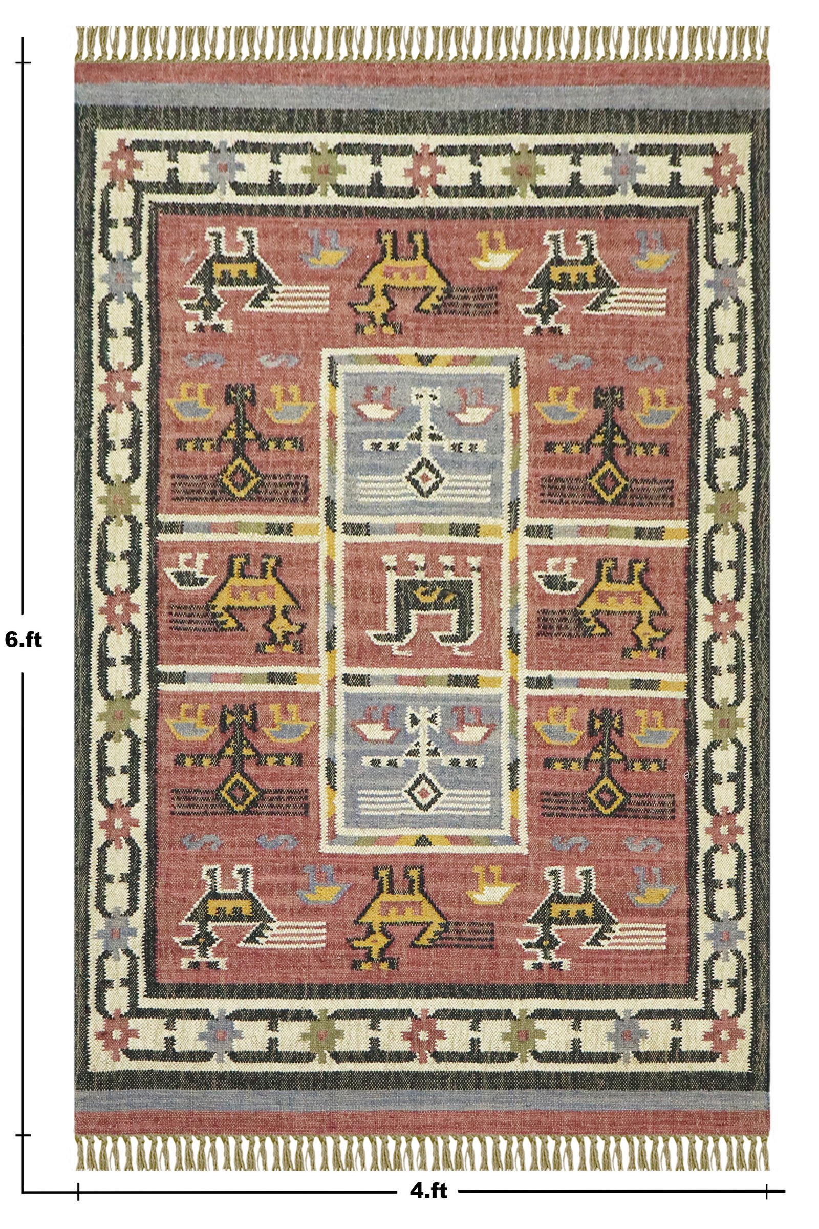 Handcrafted Wool Jute Durry for Dining Room - Image 2