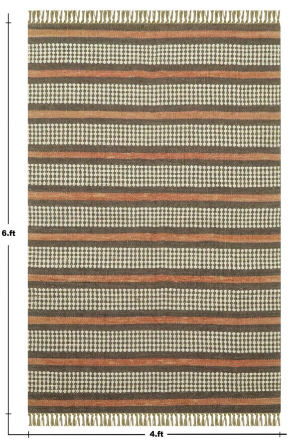 Designer Minimalist Square Wool Jute Durry for Patio - Image 2