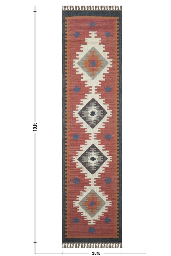 Handmade Rustic Oval Wool Jute Durry for Living Room - Image 2