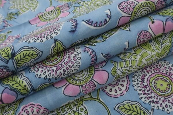 Bohemian Handblock Printed Silk Fabric for Shirts - Image 2